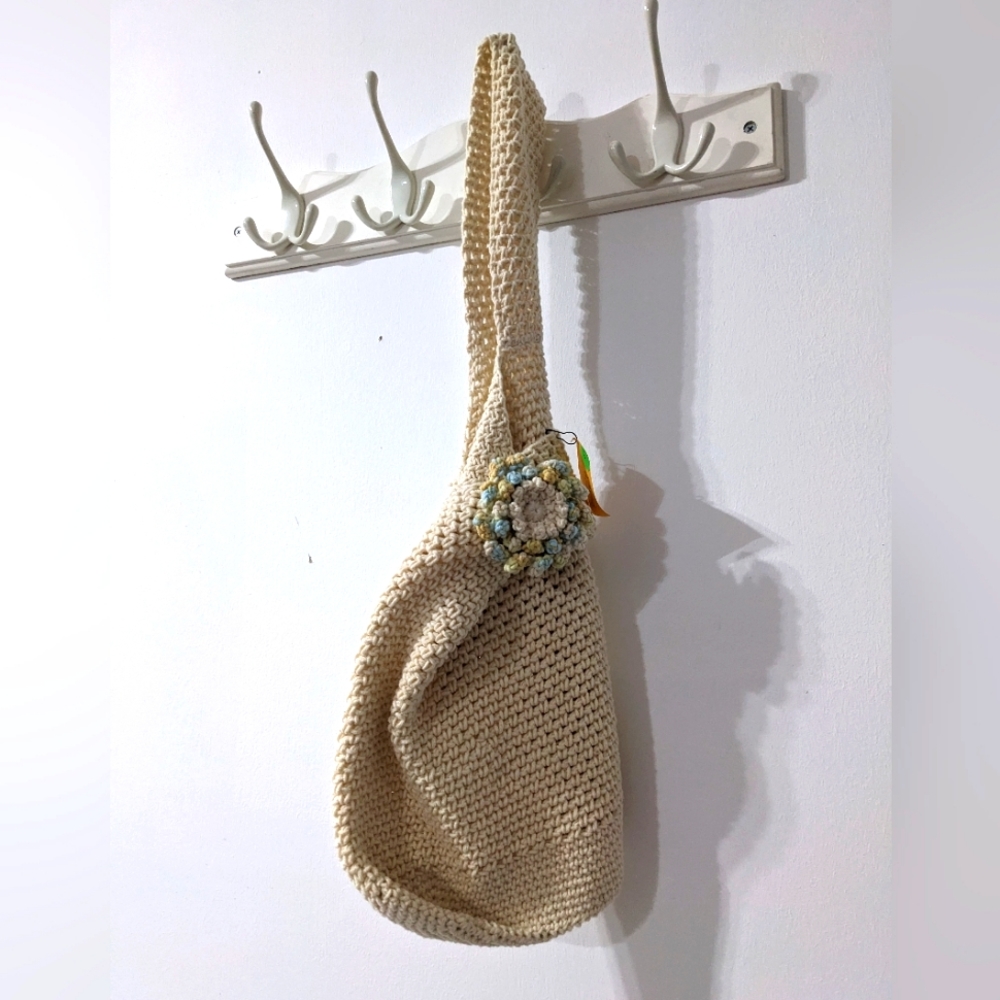 🌈 NEW Market Shopping Tote Reusable Boho HANDCRAFTED Crochet